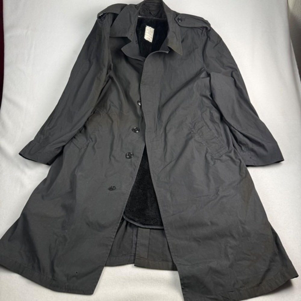 Military Centre Mfg Co Black‎ All Weather Trench Coat Removable Liner 40R DLA100
